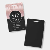 Badge VIP All Access Event Rose métallique Gold Black (Avant & arrière)