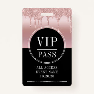 Badge VIP All Access Event Rose métallique Gold Black