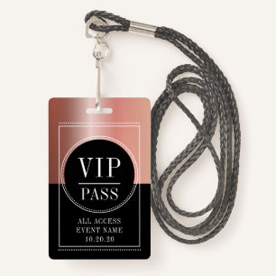 Badge VIP All Access Event Rose métallique Gold Black
