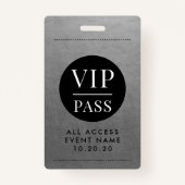 Badge VIP All Access Event Silver Metallic Foil Gold (Devant)