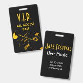 Badge VIP All Access Pass à l'événement musical Vertical (Avant & arrière)