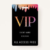 Badge VIP All Access Pass Black Modern Parties scintilla (Devant)