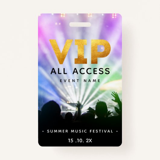 Badge VIP All Access Pass Concert Festival (Devant)