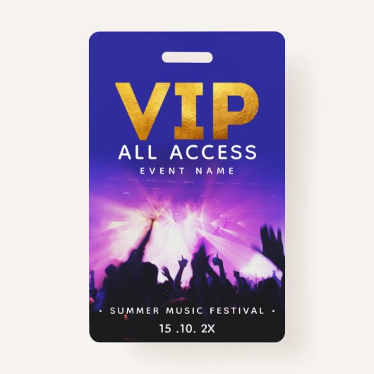 Badge VIP All Access Pass Concert Festival (Devant)