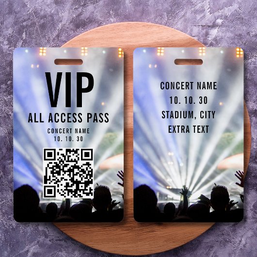 Badge VIP All Access Pass QR Code Concert