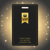 Badge VIP Backstage Pass Music Festival Black & Gold