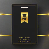 Badge VIP Backstage Pass Music Festival Black & Gold