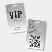 Badge VIP Custom Event or Concert Silver Parties scintil (Recto et verso)