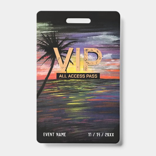 Badge VIP de la mer du coucher du soleil (Avant)