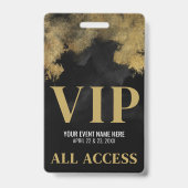 Badge VIP d'événement personnalisé noir et or (Avant)