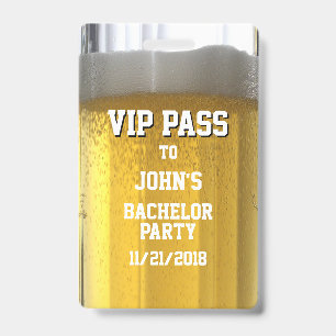 Badge VIP enterrement de vie de garçon avec une ch