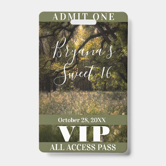 Badge VIP Forêt Enchantée Florale Rustique pour Sw (Avant)