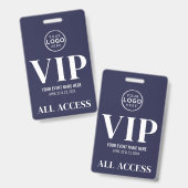 Badge VIP Logo Navy Blue All Access Event (Recto et verso)
