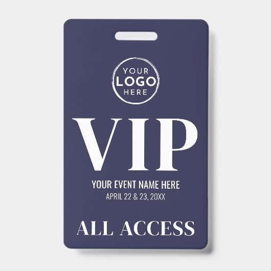 Badge VIP Logo Navy Blue All Access Event (Face)