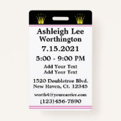 Badge VIP Mis Quince révisé - Voir Retour (Dos)