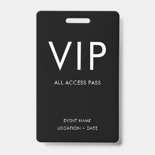 Badge VIP Noir & Blanc Minimaliste