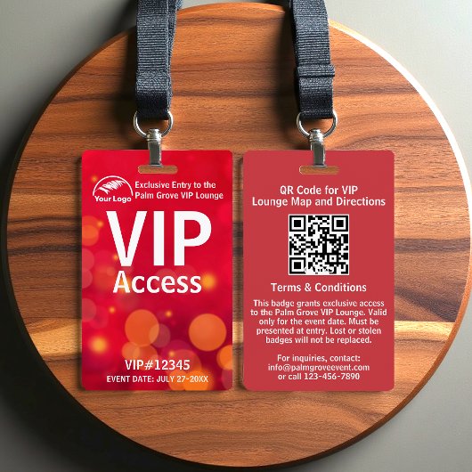 Badge VIP Pass | Code QR et logo personnalisés en 