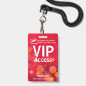 Badge VIP Pass | Code QR personnalisé avec effet B (Avant avec lanière)