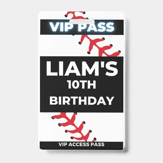 Badge VIP Pass de la fête d'anniversaire de baseba (Face)