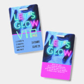 Badge VIP Pass Glow In Dark Party IDÉE D'INVITATION UNIQ (Recto et verso)