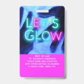 Badge VIP Pass Glow In Dark Party IDÉE D'INVITATION UNIQ (Dos)