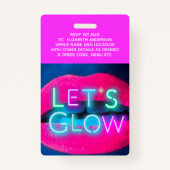 Badge VIP Pass Glow In Dark Party IDÉE D'INVITATION UNIQ (Dos)