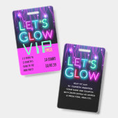 Badge VIP Pass Glow In Dark Party IDÉE D'INVITATION UNIQ (Recto et verso)