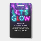 Badge VIP Pass Glow In Dark Party IDÉE D'INVITATION UNIQ (Dos)