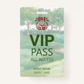 Badge VIP PASS Golf Club League Photo Logo Event (Devant)