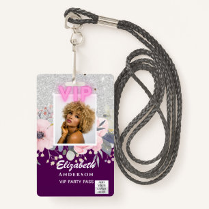 Badge VIP PHOTO ID - Fête, Festival, PARTIES SCINTILLANT