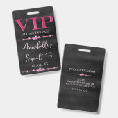 Badge VIP Rose Glamour sur Fond Noir (Avant & arrière)