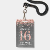 Badge VIP Rose Gold pour 16 ans doux (Avant avec lanière)