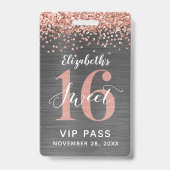 Badge VIP Rose Gold pour 16 ans doux (Avant)