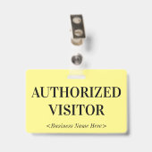 Badge "VISITEUR AUTORISÉ" de style rétro (Arrière avec clip)