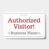 Badge "Visiteur Autorisé!" simple (Arrière)