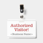 Badge "Visiteur Autorisé!" simple (Avant avec clip)