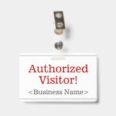 Badge "Visiteur Autorisé!" simple (Arrière avec clip)