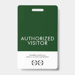 Badge visiteur autorisé vert personnalisé avec log