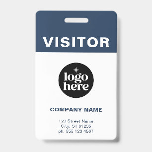 Badge visiteur avec logo d'entreprise bleu