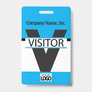 Badge Visiteur avec votre Logo - Bleu Bébé