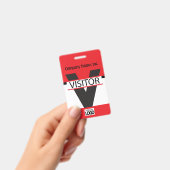 Badge Visiteur avec votre Logo - Rouge (Manuel / portable)