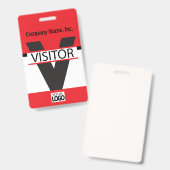 Badge Visiteur avec votre Logo - Rouge (Avant & arrière)