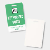 Badge Visiteur de bureau Propre Vert Blanc Ajoutez votre (Avant & arrière)