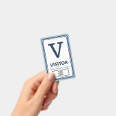 Badge Visiteur de logo d'entreprise à bordure bleu clair (Manuel / portable)