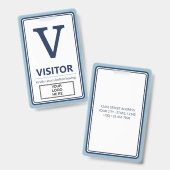 Badge Visiteur de logo d'entreprise à bordure bleu clair (Avant & arrière)