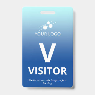 Badge Visiteur Dégradé Bleu Ajoutez Votre Logo