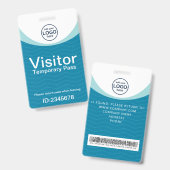 Badge visiteur d'entreprise bleu ID Code-barres (Avant & arrière)