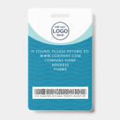 Badge visiteur d'entreprise bleu ID Code-barres (Arrière)