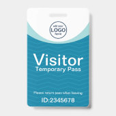 Badge visiteur d'entreprise bleu ID Code-barres (Avant)