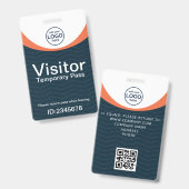 Badge visiteur d'entreprise Blue Orange Code QR d' (Avant & arrière)